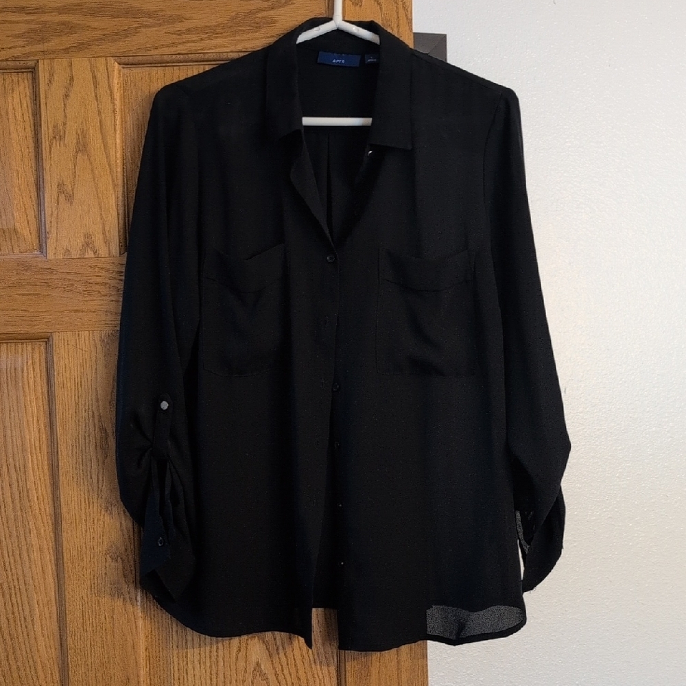 Apt. 9 Women's Button down Blouse, Black